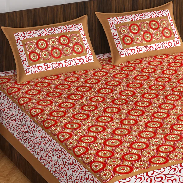 Rajasthani_Jaipuri_Traditional_Double_Bedsheet_with_2_Pillow_Cover_(White_&_Orange)