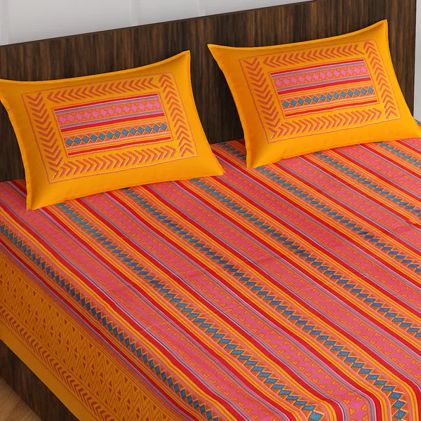 Rajasthani_Jaipuri_Traditional_Double_Bedsheet_with_2_Pillow_Cover_(Orange)
