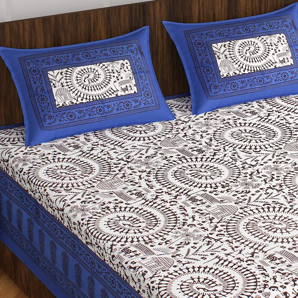 Rajasthani_Jaipuri_Traditional_Double_Bedsheet_with_2_Pillow_Cover_(White_&_Blue)