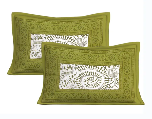 Rajasthani_Jaipuri_Traditional_Double_Bedsheet_with_2_Pillow_Cover_(White_&_Green)