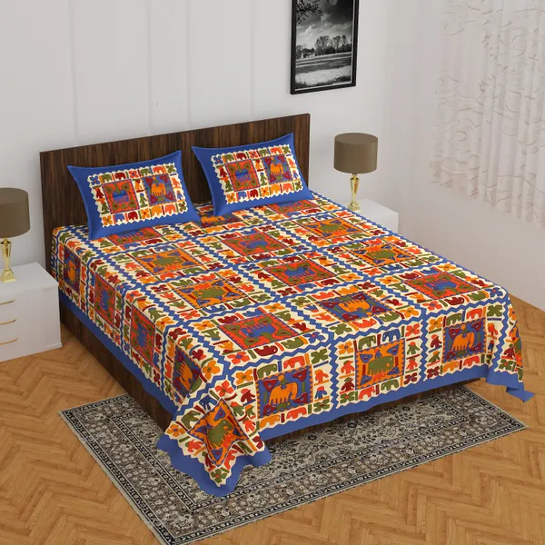 Rajasthani_Jaipuri_Traditional_Double_Bedsheet_with_2_Pillow_Cover_(Orange)
