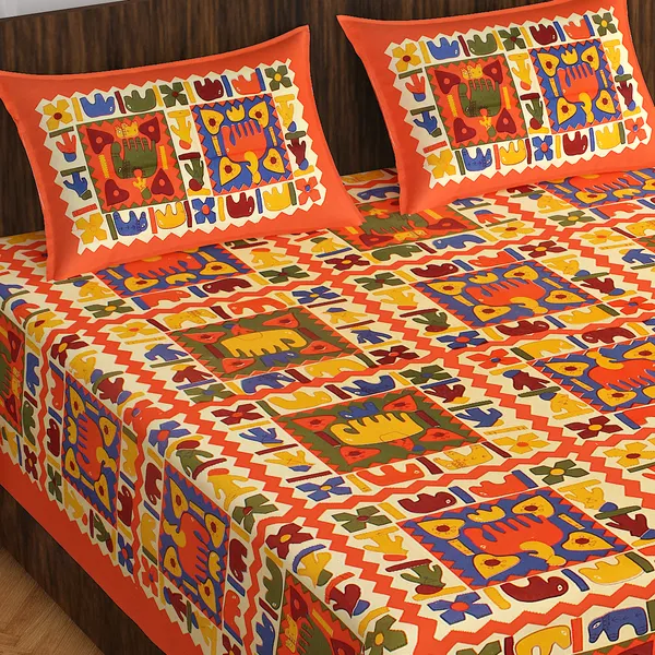 Rajasthani_Jaipuri_Traditional_Double_Bedsheet_with_2_Pillow_Cover_(Orange)
