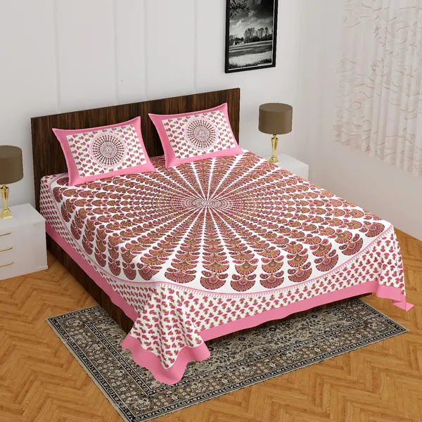 Rajasthani_Jaipuri_Traditional_Double_Bedsheet_with_2_Pillow_Cover_(Pink)