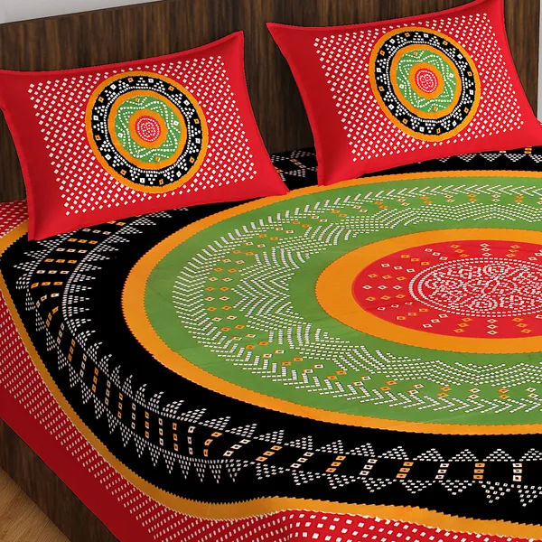 Rajasthani_Jaipuri_Traditional_Double_Bedsheet_with_2_Pillow_Cover_(Red/Black_&_Green)