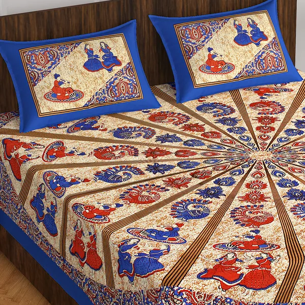 Rajasthani_Jaipuri_Traditional_Double_Bedsheet_with_2_Pillow_Cover_(Blue_&_Cream)