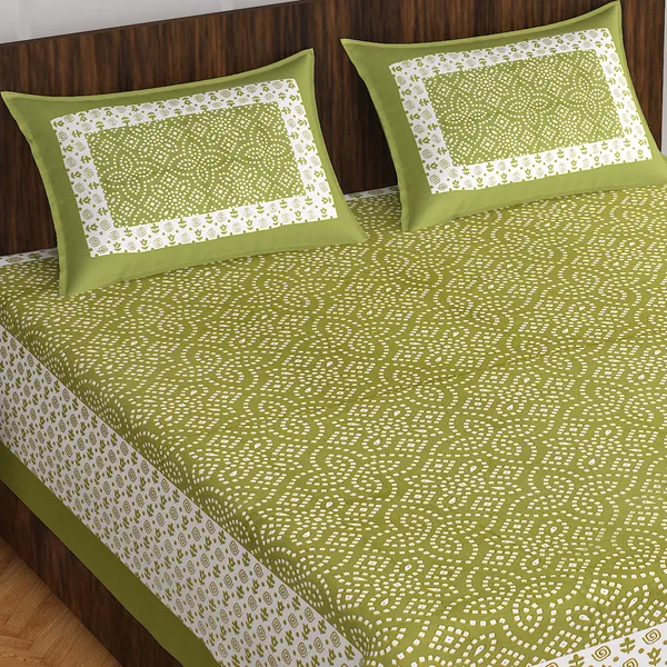 Rajasthani_Jaipuri_Traditional_Double_Bedsheet_with_2_Pillow_Cover_(White_&_Green)