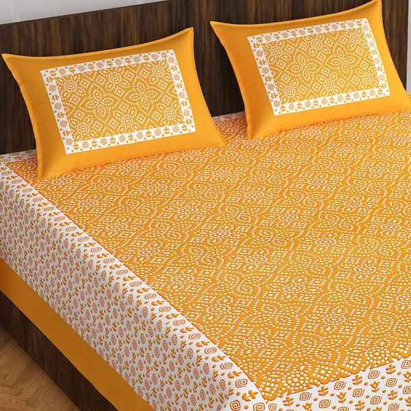Rajasthani_Jaipuri_Traditional_Double_Bedsheet_with_2_Pillow_Cover_(Orange_&_White)