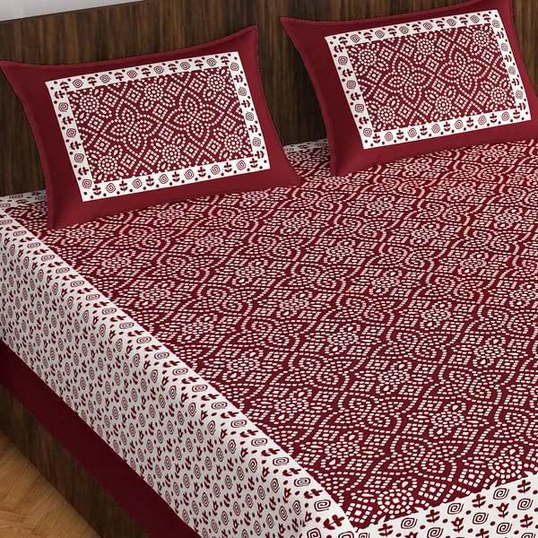 Rajasthani_Jaipuri_Traditional_Double_Bedsheet_with_2_Pillow_Cover_(Maroon_&_White)
