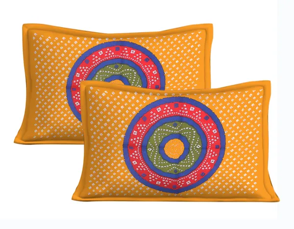 Rajasthani_Jaipuri_Traditional_Double_Bedsheet_with_2_Pillow_Cover_(Orange/Red_&_Green)