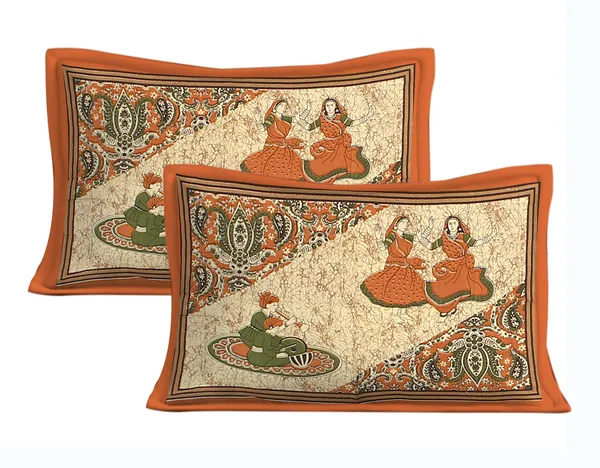 Rajasthani_Jaipuri_Traditional_Double_Bedsheet_with_2_Pillow_Cover_(Cream_&_Orange)