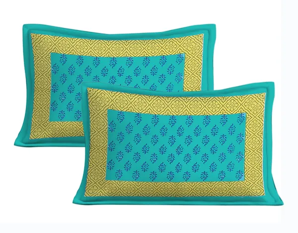 Rajasthani_Jaipuri_Traditional_Double_Bedsheet_with_2_Pillow_Cover_(Green_&_Blue)