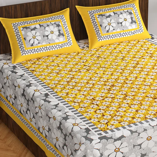Rajasthani_Jaipuri_Traditional_Double_Bedsheet_with_2_Pillow_Cover_(White_&_Yellow)