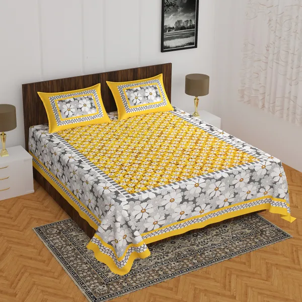 Rajasthani_Jaipuri_Traditional_Double_Bedsheet_with_2_Pillow_Cover_(White_&_Yellow)