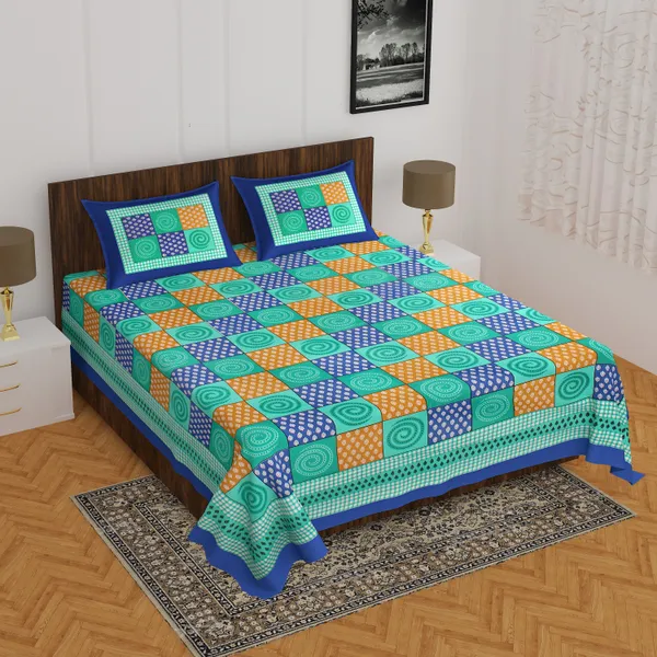 Rajasthani_Jaipuri_Traditional_Double_Bedsheet_with_2_Pillow_Cover_(Cyan_&_Blue)