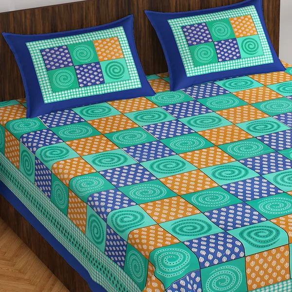 Rajasthani_Jaipuri_Traditional_Double_Bedsheet_with_2_Pillow_Cover_(Cyan_&_Blue)