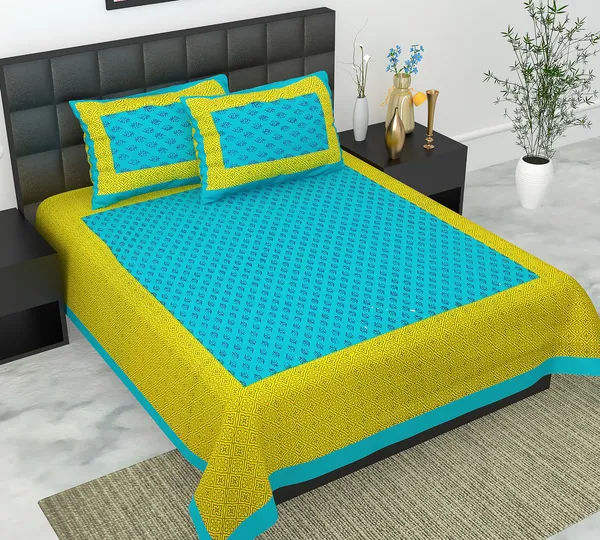 Rajasthani_Jaipuri_Traditional_Queen_Bedsheet_with_2_Pillow_Cover_(Blue_&_Green)