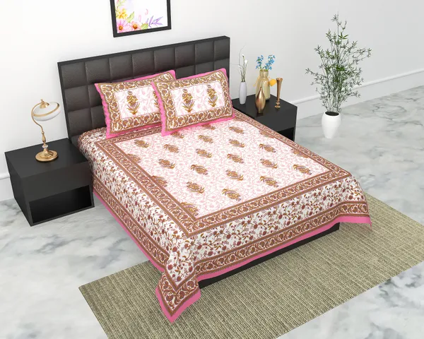 Rajasthani_Jaipuri_Traditional_Queen_Bedsheet_with_2_Pillow_Cover_(Baby_Pink_&_Brown)