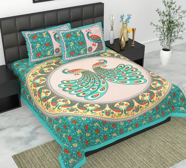 Rajasthani_Jaipuri_Traditional_Queen_Bedsheet_with_2_Pillow_Cover_(Green)