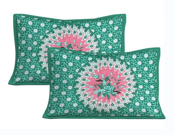 Rajasthani_Jaipuri_Traditional_Queen_Bedsheet_with_2_Pillow_Cover_(Green_&_White)