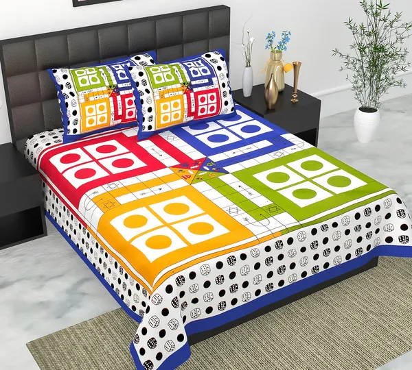 Rajasthani_Jaipuri_Traditional_Double_Bedsheet_with_2_Pillow_Cover_(Blue_&_Green)