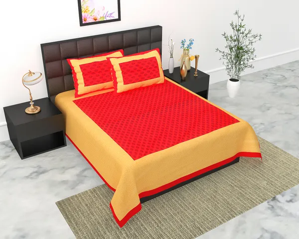 Rajasthani_Jaipuri_Traditional_Queen_Bedsheet_with_2_Pillow_Cover_(Red_&_Golden)