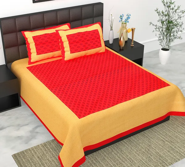 Rajasthani_Jaipuri_Traditional_Queen_Bedsheet_with_2_Pillow_Cover_(Red_&_Golden)