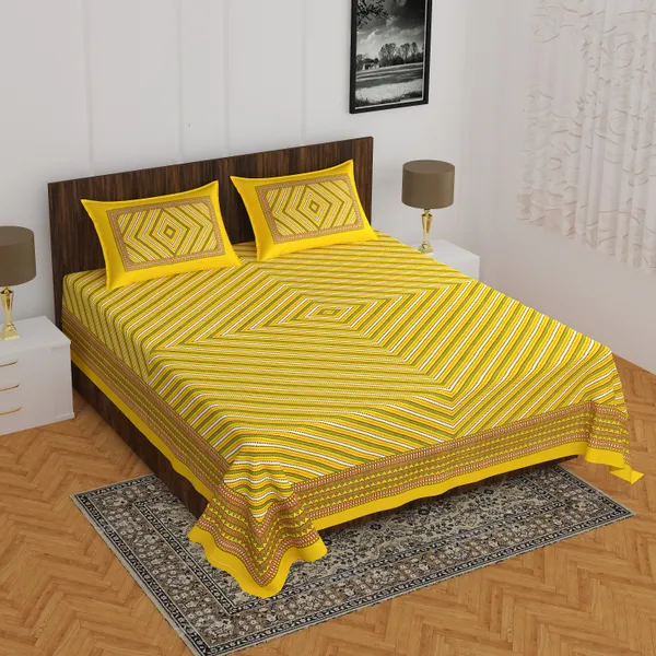 Rajasthani_Jaipuri_Traditional_Double_Bedsheet_with_2_Pillow_Cover_(Yellow)