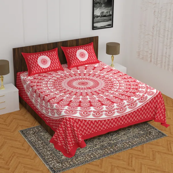 Rajasthani_Jaipuri_Traditional_Double_Bedsheet_with_2_Pillow_Cover_(Yellow_&_Red)