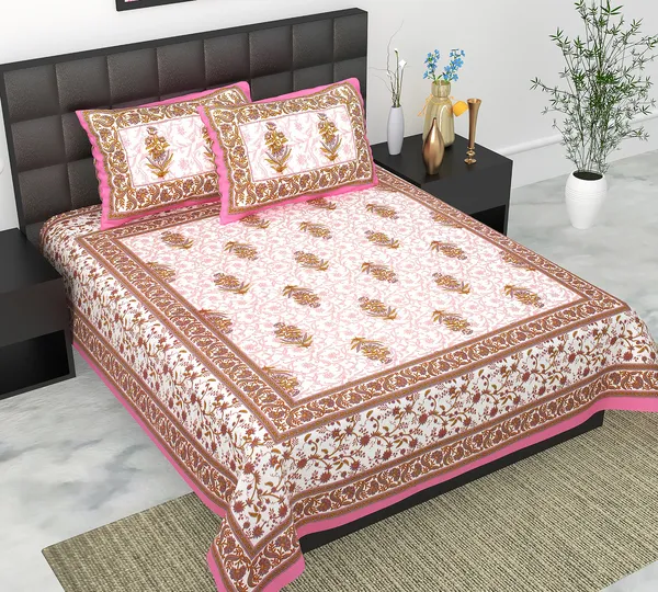 Rajasthani_Jaipuri_Traditional_Queen_Bedsheet_with_2_Pillow_Cover_(Baby_Pink_&_Brown)
