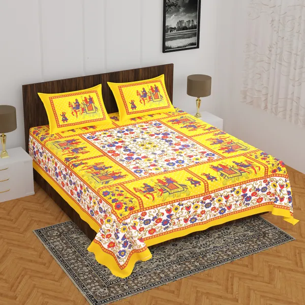 Rajasthani_Jaipuri_Traditional_Double_Bedsheet_with_2_Pillow_Cover_(Yellow)