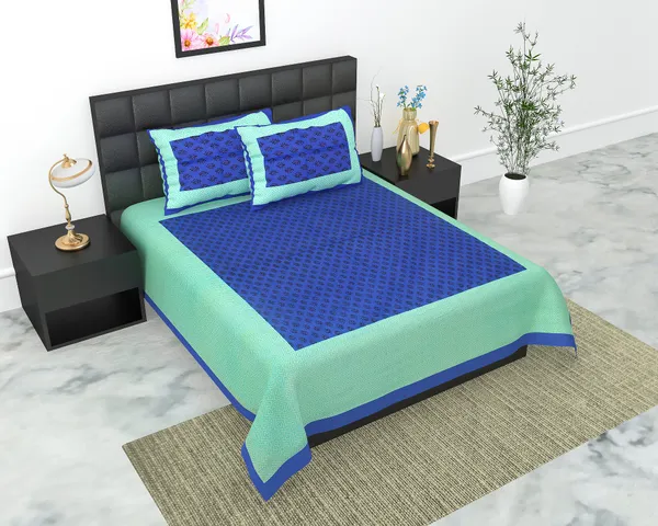 Rajasthani_Jaipuri_Traditional_Queen_Bedsheet_with_2_Pillow_Cover_(Cyan_&_Blue)