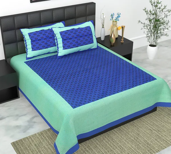 Rajasthani_Jaipuri_Traditional_Queen_Bedsheet_with_2_Pillow_Cover_(Cyan_&_Blue)