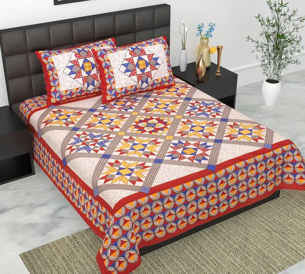 Rajasthani_Jaipuri_Traditional_Queen_Bedsheet_with_2_Pillow_Cover_(Grey_&_Red)