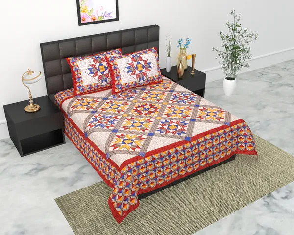 Rajasthani_Jaipuri_Traditional_Queen_Bedsheet_with_2_Pillow_Cover_(Grey_&_Red)