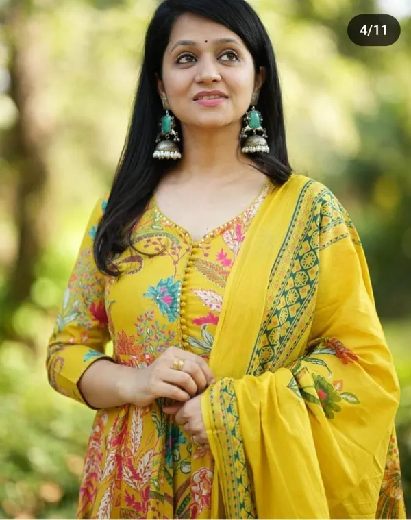 Yellow_Premium_Anarkali_Cotton_Suit_Set_for_Women