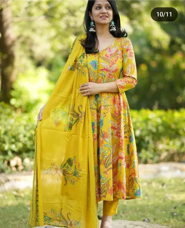 Yellow_Premium_Anarkali_Cotton_Suit_Set_for_Women