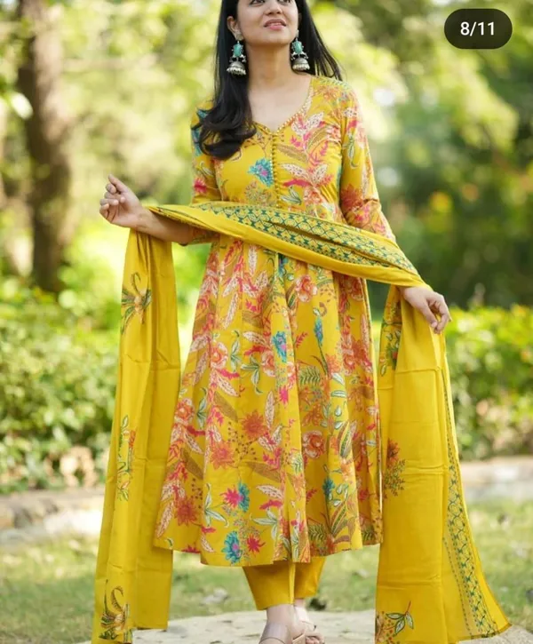 Yellow_Premium_Anarkali_Cotton_Suit_Set_for_Women