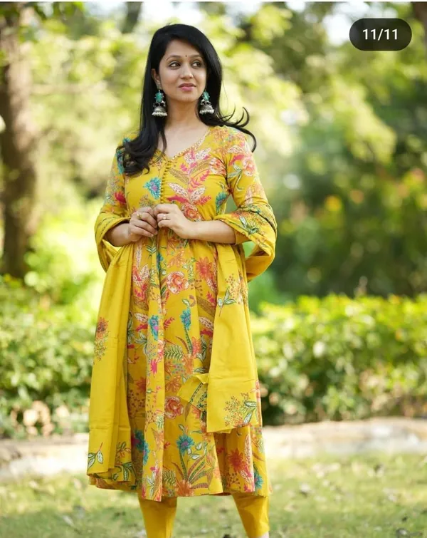 Yellow_Premium_Anarkali_Cotton_Suit_Set_for_Women