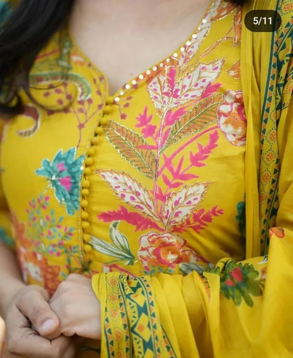 Yellow_Premium_Anarkali_Cotton_Suit_Set_for_Women