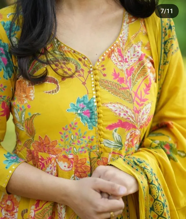 Yellow_Premium_Anarkali_Cotton_Suit_Set_for_Women