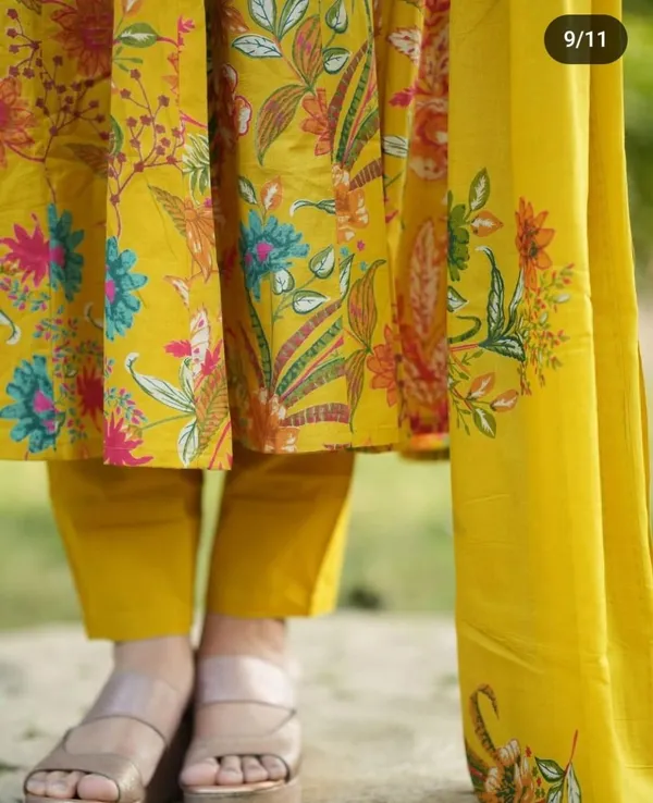 Yellow_Premium_Anarkali_Cotton_Suit_Set_for_Women
