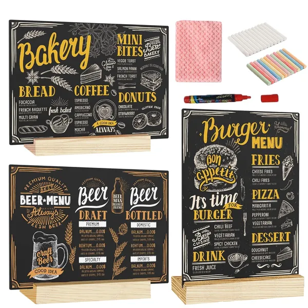 8_Pcs_Small_Chalkboard_Signs_with_Stand_8x10_Inch_Wooden_Table_Top_Chalk_Board_Message_Menu_Display_2_Side_2_Angle_2_Style_Placement_for_Cafe_Restaurant_Shop_Hotel_Office_Party_Decor