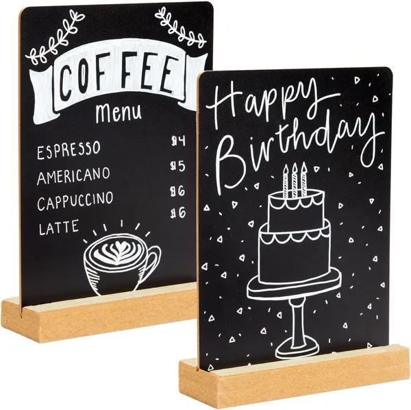 8_Pcs_Small_Chalkboard_Signs_with_Stand_8x10_Inch_Wooden_Table_Top_Chalk_Board_Message_Menu_Display_2_Side_2_Angle_2_Style_Placement_for_Cafe_Restaurant_Shop_Hotel_Office_Party_Decor