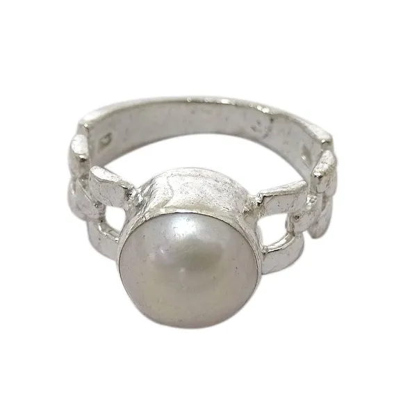 White_Silver_Pearl_Ring_For_Unisex