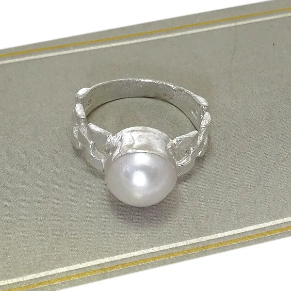 White_Silver_Pearl_Ring_For_Unisex