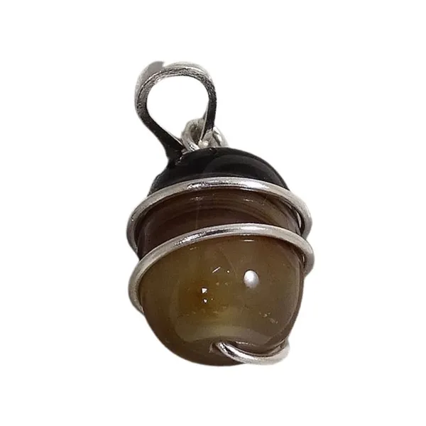 Silver_And_Brown_Stone_Hakik_Pendant_For_Unisex
