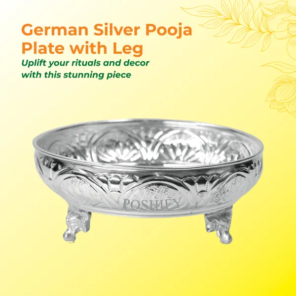 German_Silver_Handcrafted_Pooja_Plate_With_Leg