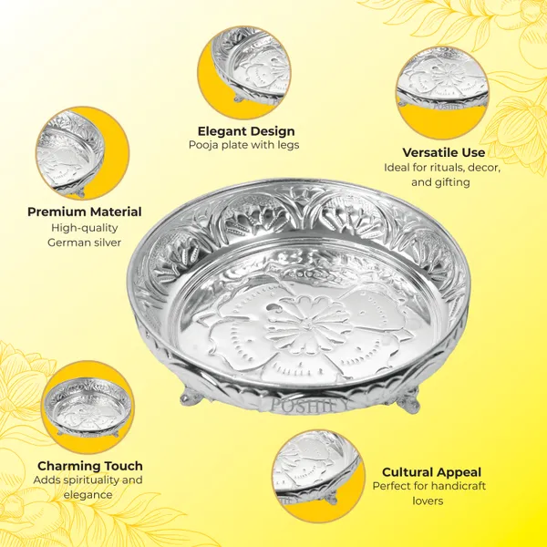German_Silver_Handcrafted_Pooja_Plate_With_Leg