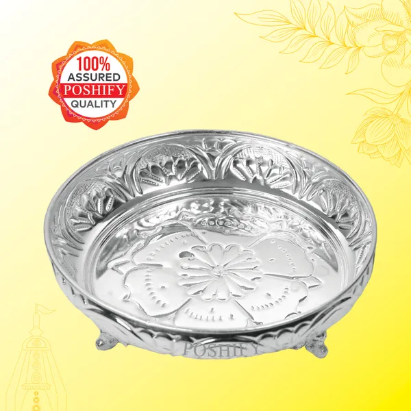 German_Silver_Handcrafted_Pooja_Plate_With_Leg