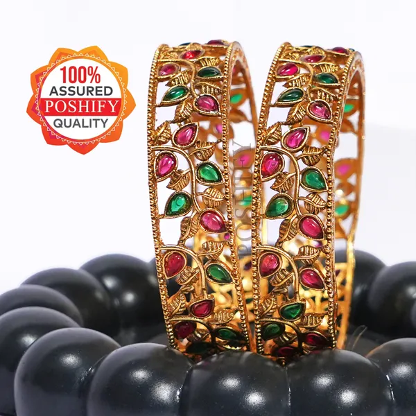 Luxury_Gold_Plated_Pure_Brass_Bangles_for_Women_|_Bangles_Set_|_2136_-_1981_|_Latest_Stylish_Traditional_Kada_Bangles_|_Just_Like_Real_Gold_Jewellery_|_Fashion_|_SET_OF_2